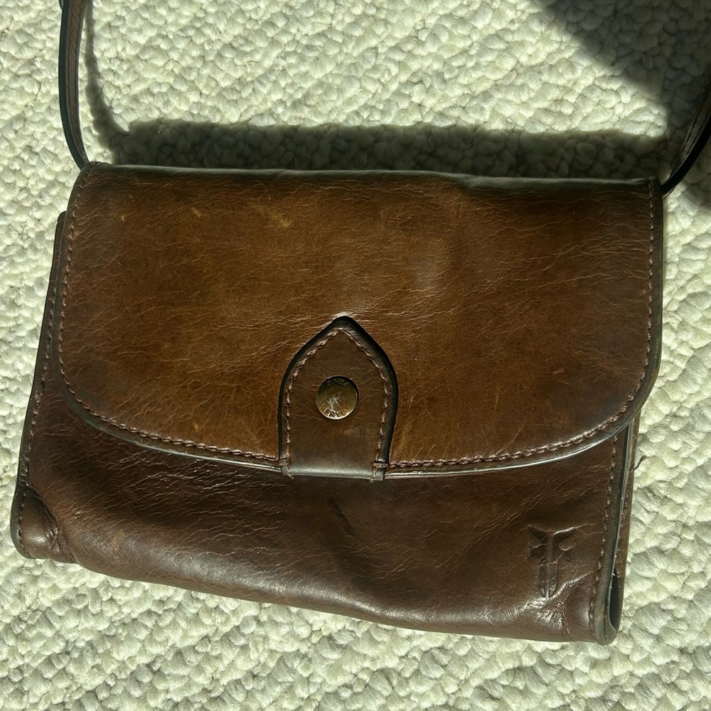 Frye  small Melissa Brown Leather Crossbody Bag